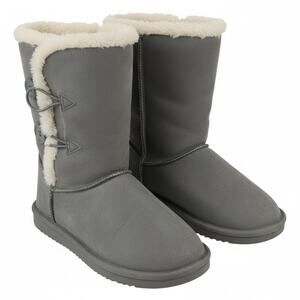 Old Navy Tall Grey Faux Suede Boots Women’s Size 2 Shearling Lined Winter